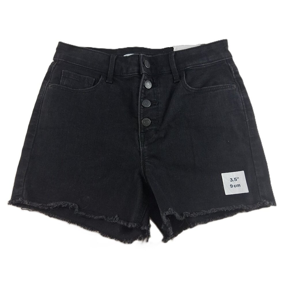 Old Navy High Rise Cutoff Denim Shorts Women's Size 6 Black Button Fly Raw Hems